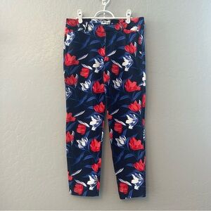 Old Navy Pixie pants multi color blue and red tulip floral print size 10